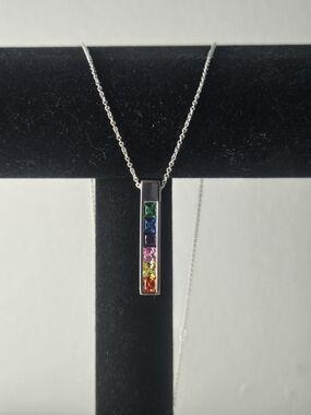 Thomas Sabo 925 Sterling Silver Rainbow Bar Necklace